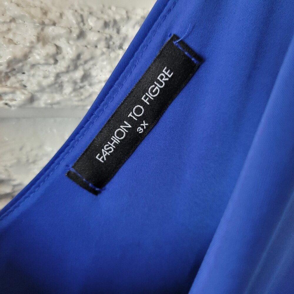 Fashion to Figure Women Dress 3X Plus Bodycon Party Ruched Mini Blue BLU107E - Picture 9 of 11